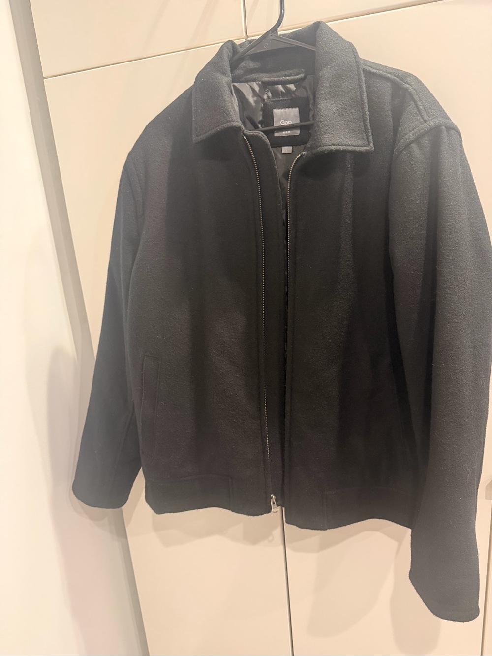 GAP Men's Black Pea Coat with Zip Front